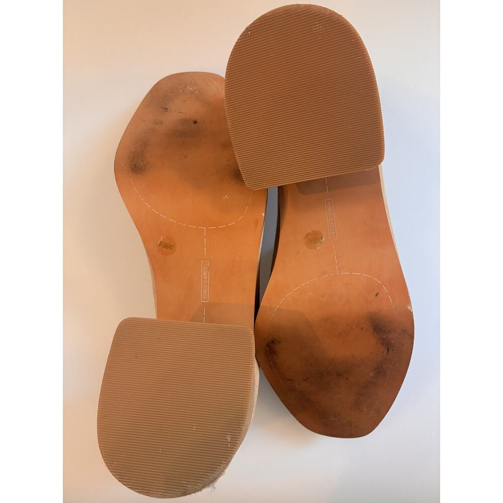 Vince Camuto Celsi Block Heel Loafers Tan Beige Suede Closed Toe 9.5 - Picture 4 of 4